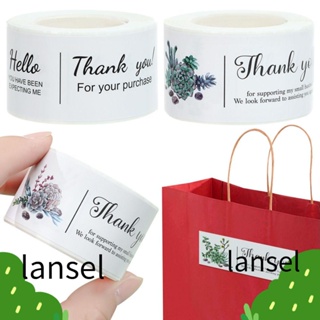 LANSEL สติกเกอร์ ทรงสี่เหลี่ยมผืนผ้า ลายดอกไม้ Thank You สําหรับตกแต่งบรรจุภัณฑ์ 120 ชิ้น ต่อม้วน