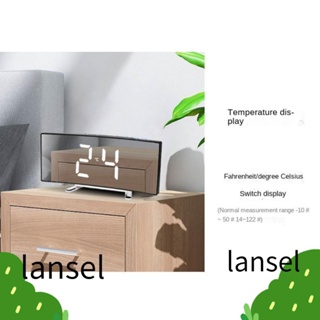 Lansel นาฬิกาปลุกดิจิทัล LED หน้าจอโค้ง เสียงเงียบ ขนาดใหญ่ สําหรับห้องนอน