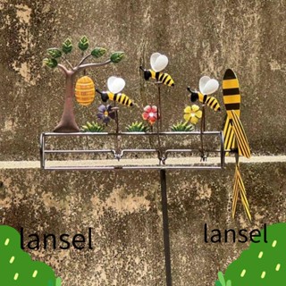 Lansel กังหันลมโลหะ รูปผึ้ง 360 ° กังหันลมโลหะ รูปผึ้งน้อย หมุนได้ กันกัดกร่อน สําหรับตกแต่งสวน