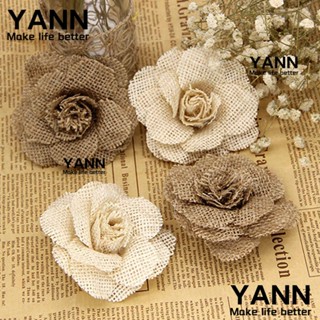 Yann1 ดอกกุหลาบผ้ากระสอบ แฮนด์เมด DIY ขนาด 9 ซม. สําหรับตกแต่งบ้าน ของขวัญ 2 6 ชิ้น