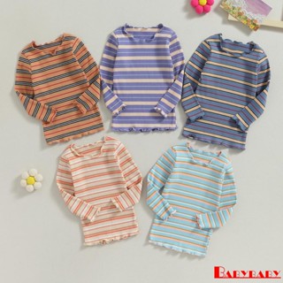 Babybaby- เด็กทารก เด็กผู้หญิง ลําลอง พิมพ์ลาย ผักกาดหอม ตัดแต่ง เสื้อแขนยาว