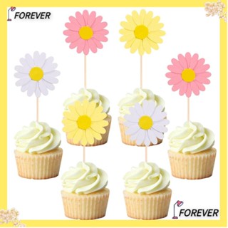 Forever ท็อปเปอร์พลาสติก ลายดอกเดซี่ 3D หลายชั้น 3 สี สําหรับตกแต่งเค้ก งานแต่งงาน DIY