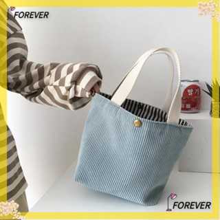 FOREVER Tote Bags Students Portable Corduroy Picnic Food Bag