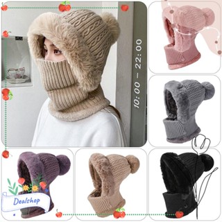 Dealshop หมวกถัก หมวกสกี ผ้ากํามะหยี่ขนนิ่ม สีพื้น