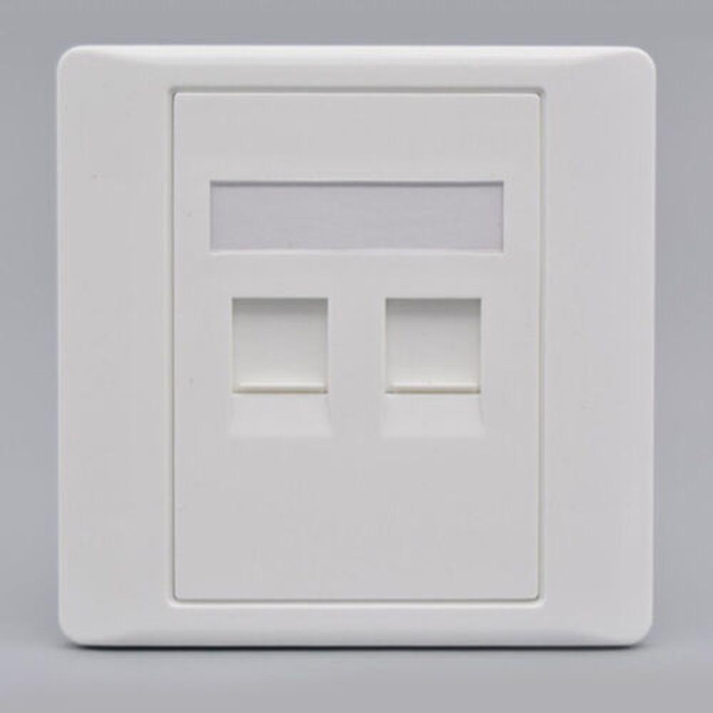 86x86 มม.หญิง CAT6 Gigabit Dual-Pass Network Wall Plug RJ45 LAN Faceplate อินเทอร์เน็ตตรง Plug Outlet