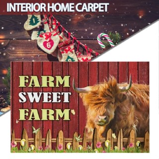 New Christmas Highland Cattle Pattern Entrance Floor Mat Kitchen Mat Home Carpet