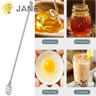 Jane แท่งคนกาแฟ สเตนเลส ทรงน้ําผึ้ง สีเงิน ใช้ซ้ําได้ 9.45 นิ้ว 4 ชิ้น