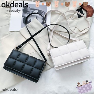 Okdeals กระเป๋าสะพายไหล่ กระเป๋าถือ หนัง PU ลายสก๊อต อินเทรนด์