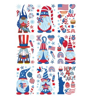 Com* สติกเกอร์ ลายโนม 4th of July ขนาดใหญ่ ลอกออกได้ สําหรับติดตกแต่งหน้าต่าง 9 ชิ้น