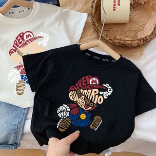 พร้อมส่ง เสื้อยืดแขนสั้น ผ้าฝ้ายแท้ แบบบาง แฟชั่นฤดูร้อน สําหรับเด็กผู้ชาย และเด็กผู้หญิง