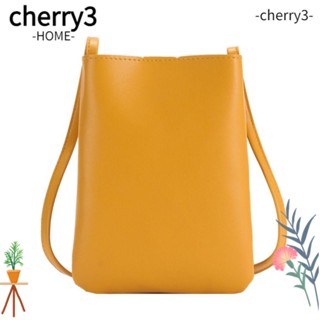 Cherry3 กระเป๋าสะพายไหล่ สะพายข้าง หนัง PU สีพื้น อเนกประสงค์ สําหรับผู้หญิง