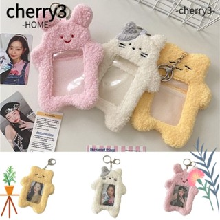 Cherry3 ซองใส่โฟโต้การ์ด รูปแมว กระต่าย ไอดอล น่ารัก พร้อมพวงกุญแจ และจี้ สําหรับนักเรียนหญิง