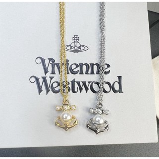 Westwood Vivienne สร้อยคอโซ่ จี้สมอเรือ หรูหรา สไตล์เรียบง่าย สําหรับผู้หญิง