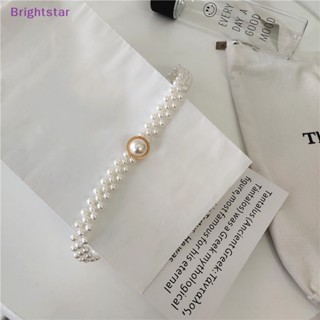 Brightstar เข็มขัดยางยืด ประดับมุก ขนาดใหญ่ เข้ากับทุกการแต่งกาย สไตล์โกธิค แฟชั่นสําหรับผู้หญิง