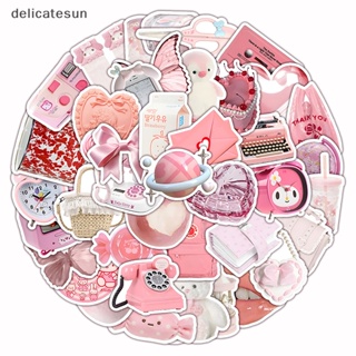 Delicatesun สติกเกอร์ ลายการ์ตูนกราฟฟิตี้น่ารัก 3D สีชมพู สําหรับตกแต่งสมุดอัลบั้ม โทรศัพท์ แล็ปท็อป ตู้เย็น DIY 60 ชิ้น