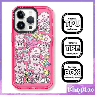 Pingcoo - เข้ากันได้สำหรับ เคส iphone 11 เคสไอโฟน เคสไอโฟน11 เคสนิ่มเคสใสหนากันกระแทกกรอบป้องกันกล้องสีแดงขอบสีชมพู Creative Graffiti Bunny สติกเกอร์เข้ากันได้กับ iPhone 13 12 11 Pro Max XR