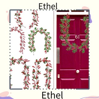 Ethel1 พวงมาลัยเถาเบอร์รี่จําลอง DIY สําหรับตกแต่งประตู คริสต์มาส ฮาโลวีน