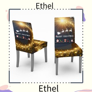 Ethel1 ผ้าคลุมเก้าอี้ ยืดหยุ่น ลายการ์ตูนสโนว์แมน สําหรับตกแต่งบ้าน ห้องครัว ปาร์ตี้ วันหยุด