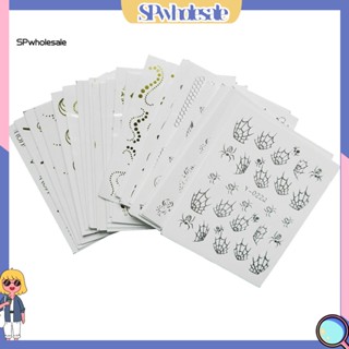 ขายส่ง|  สติกเกอร์ตกแต่งเล็บ ลายผีเสื้อ แมว แมงมุม สีทอง สีเงิน DIY 30 แผ่น