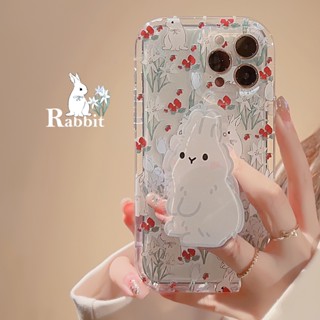 Yiki|เคสโทรศัพท์มือถือแบบนิ่ม TPU ลายกระต่ายสตรอเบอร์รี่ สีแดง พร้อมที่ตั้งวาง สําหรับ Huawei Nova Y90 Y70 11 Pro 11 10SE 10 9 8 7 Pro 10 9SE 9 8SE 8 7SE 7 7i 6SE 5T 3i