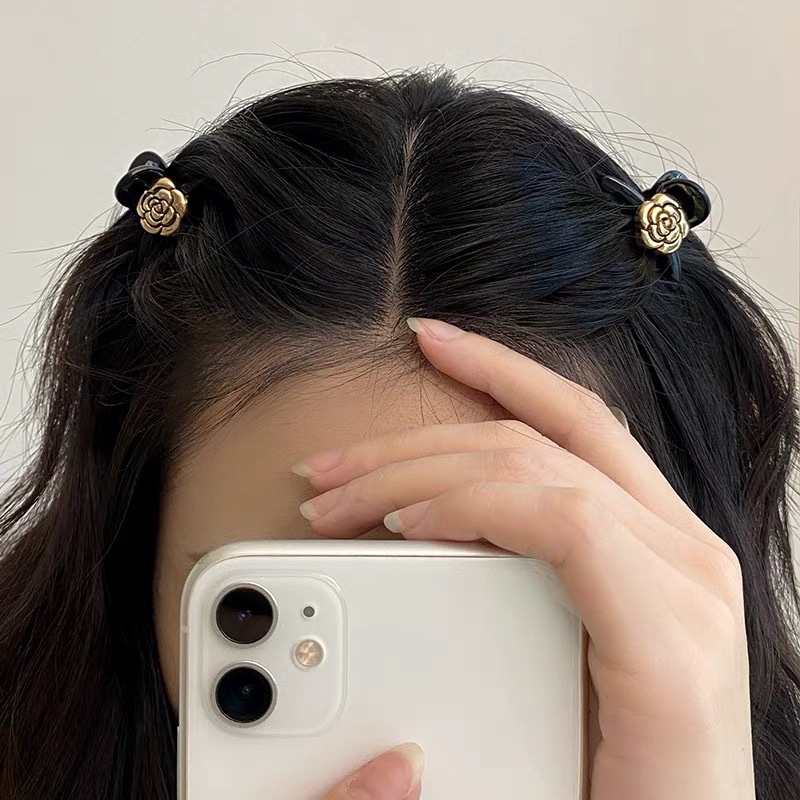 Retro Camellia Mini Small Grab Clip Girl Side Bangs Clip กิ๊บติดผมหัก Hairpin