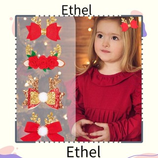 Ethel1 คริสต์มาส กิ๊บเด็ก เครื่องประดับผม กวางเอลก์ กิ๊บเลื่อม กิ๊บคริสต์มาส กลิตเตอร์ โบว์ กิ๊บเด็ก กิ๊บ