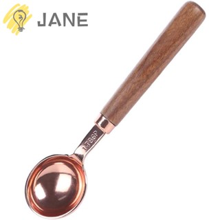 Jane ช้อนตวงกาแฟ ด้ามจับไม้ ยาว สีโรสโกลด์ สําหรับห้องครัว ห้องรับประทานอาหาร