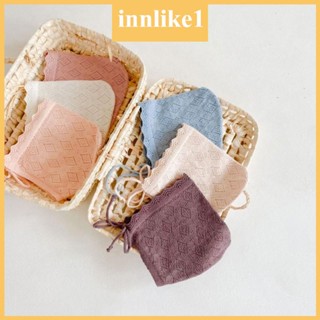 Innlike1 หมวกผ้าฝ้ายถัก ลายดอกไม้ สีพื้น สําหรับเด็กทารกแรกเกิดผู้หญิง อายุ 0-24 เดือน