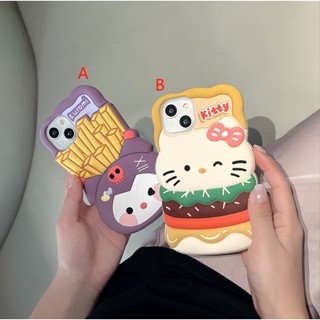 เคสโทรศัพท์มือถือซิลิโคน ลายแบรนด์ Hamburg KT French Fries Kuromi สําหรับ iphone14 13 12 pro max 14 11 14pro 14plus 13 12 11 promax