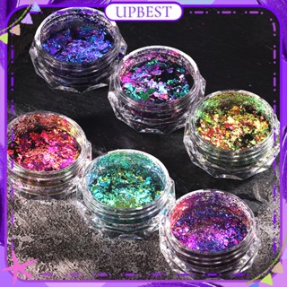 ♕ Nail Art Chameleon Nail Glitter Sequins With Brush Laser Aurora Irregular Symphony Glitter Super Flash Nail Decoration Manicure Tool For Nail Shop 6g UPBEST