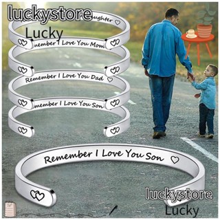 Lucky C สร้อยข้อมือแฟชั่น เหล็กไทเทเนียม แบบเปิด รูปตัวอักษร สําหรับครอบครัว