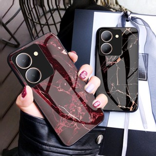 เคสโทรศัพท์มือถือกระจกนิรภัย TPU แบบนิ่ม ขอบแข็ง กันกระแทก สําหรับ VIVO Y27 5G Y36 5G