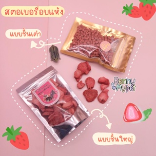 🍓 สตอเบอรี่อบแห้ง 🍓 สตอเบอรี่ ฟรีซดราย ขนาด 25 กรัม สำหรับ ชูการ์ไกรเดอร์ ชูก้า แฮมสเตอร์ แกสบี้ บุชเบบี้ สัตว์เลี้ยง