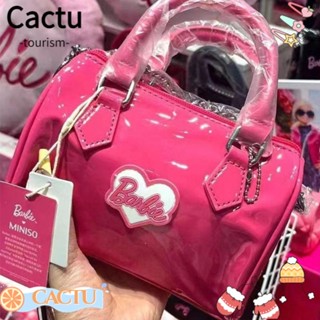 Cactu กระเป๋าถือ กระเป๋าเป้สะพายหลัง กระเป๋าสะพายไหล่ หนัง PU สีชมพูมันวาว แบบพกพา สําหรับตุ๊กตาบาร์บี้