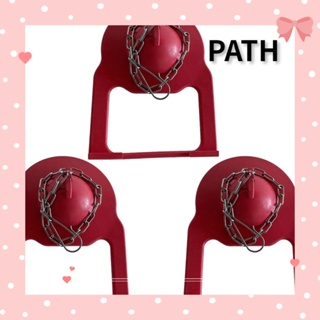 Path พนังยาง พลาสติก PVC ขนาด 2 นิ้ว ติดตั้งง่าย สีแดง แบบเปลี่ยน พร้อมโซ่สเตนเลส สําหรับห้องน้ํา 3 ชิ้น