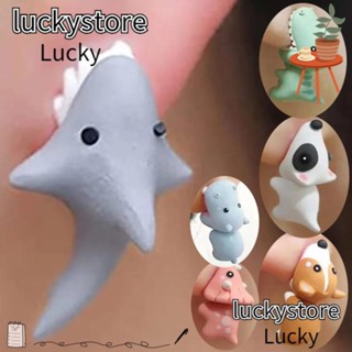 Lucky ต่างหูสตั๊ด เรซิ่น ลายการ์ตูนสัตว์ ปลาฉลาม ไดโนเสาร์น่ารัก สําหรับผู้หญิง 3 คู่