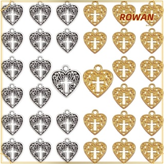 Rowans จี้ไม้กางเขน รูปหัวใจ สีเงิน สีทอง สําหรับตกแต่งงานแต่งงาน งานฝีมือ แฮนด์เมด ฉลุลายหัวใจ สําหรับคนรัก