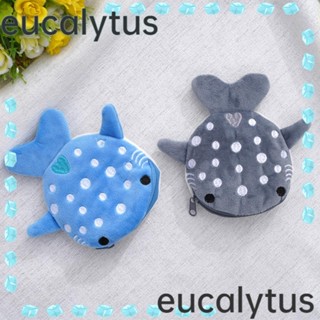 Eucalytus1 กระเป๋าใส่เหรียญ หูฟัง กุญแจ มีซิป ลายตุ๊กตาปลาฉลาม สําหรับผู้หญิง