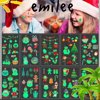 EMILEE สติกเกอร์รอยสัก ลายการ์ตูนคริสต์มาส กันน้ํา สําหรับเด็ก 10 ชิ้น