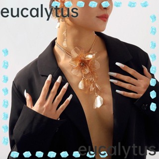 Eucalytus1 สร้อยคอโช้กเกอร์ แบบยาว โลหะ เครื่องประดับ