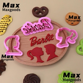 Maxg แม่พิมพ์ซิลิโคน รูปเจ้าหญิงบาร์บี้ สีชมพู สําหรับทําขนม บิสกิต แฮนด์เมด DIY 3 ชิ้น