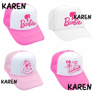 Karen หมวกเบสบอล หมวกตาข่าย สีชมพู ปรับได้ ม่านบังแดด อินเทรนด์ บาร์บี้ ที่บังแดด ตัวอักษร ผู้หญิง ผู้ชาย