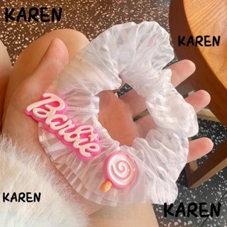 Karen ยางรัดผม ยืดหยุ่น สีพื้น ตุ๊กตาบาร์บี้ สครันชี่ แฟชั่น หางม้า เครื่องประดับผม เชือกผม เด็กผู้หญิง