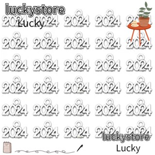 Lucky จี้ป้ายตัวเลข อัลลอย สีเงิน 2024 2024 DIY