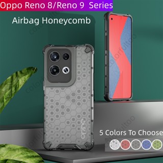 เคสโทรศัพท์มือถือแบบแข็ง ใส กันกระแทก ลายรังผึ้ง สําหรับ Oppo Reno 8 9 Pro Plus 8Z 8Pro+ 9Pro Reno8pro Reno9Pro 5G