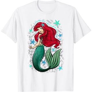 Animation Mermaid The Little Pattern Print Mens Pure Cotton Round Neck Short Sleeve T-Shirt