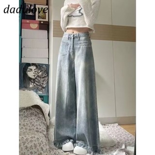 DaDulove💕 New American Ins High Street Retro Raw Edge Jeans Niche High Waist Loose Wide Leg Pants Trousers