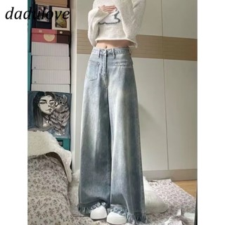 DaDulove💕 New American Ins High Street Retro Raw Edge Jeans Niche High Waist Loose Wide Leg Pants Trousers