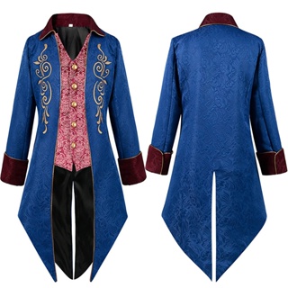 เสื้อโค้ทคอสเพลย์ Victorian Medieval Tuxedo สไตล์พังก์ โกธิค พังก์ ฮาโลวีน สําหรับผู้ชาย