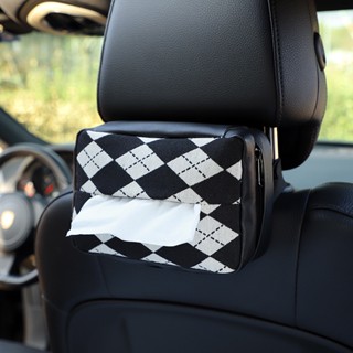 New Creative Car Tissue Box Fashion Large Diamond Grid Hanging Car Paper Extraction Box Multi-Functional Dual Use in Car and Home Car General-Purpose Car storage  Car tissue  car  interior accessoriesb